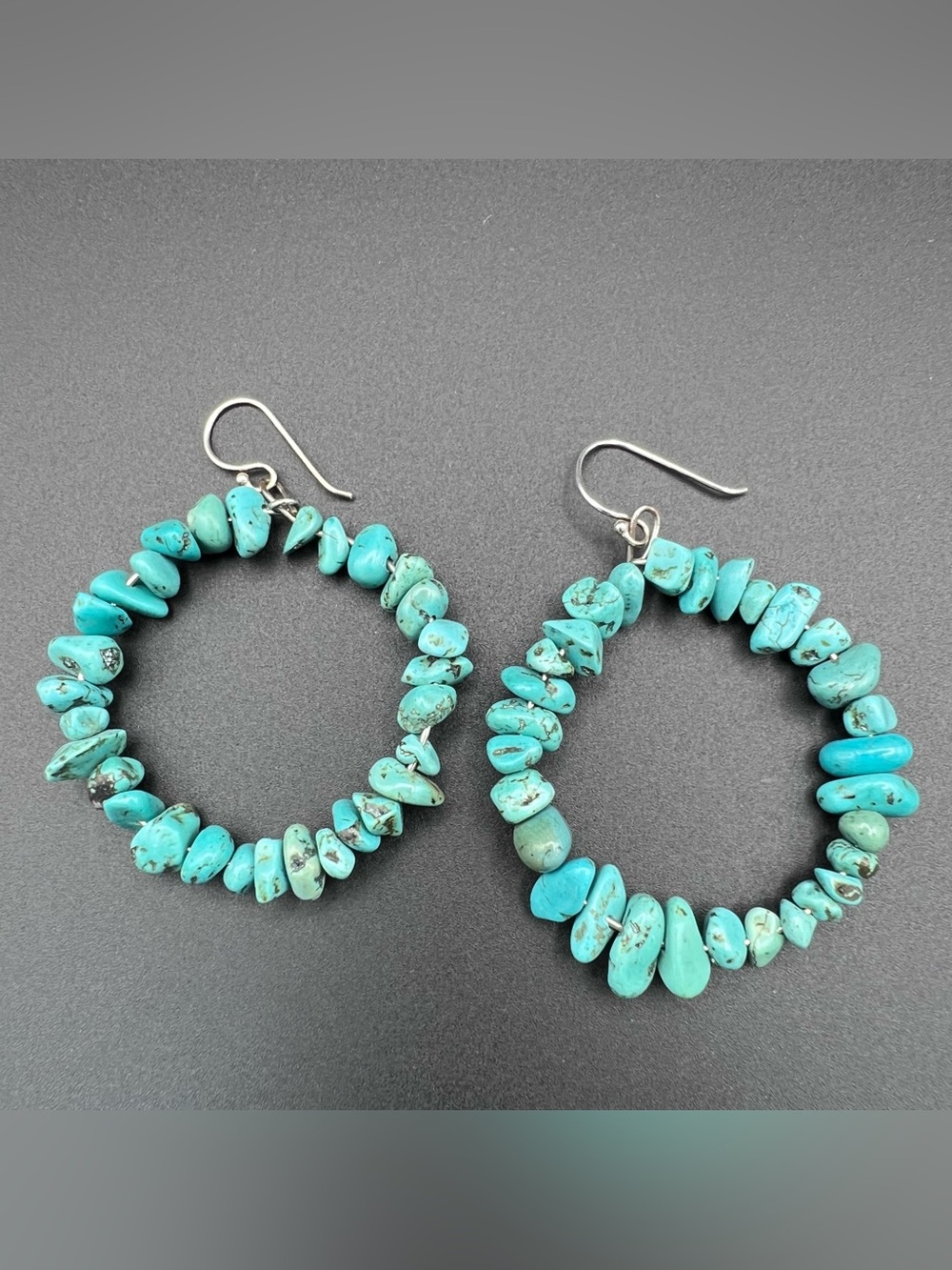 Turquoise Nugget Hoop Earrings